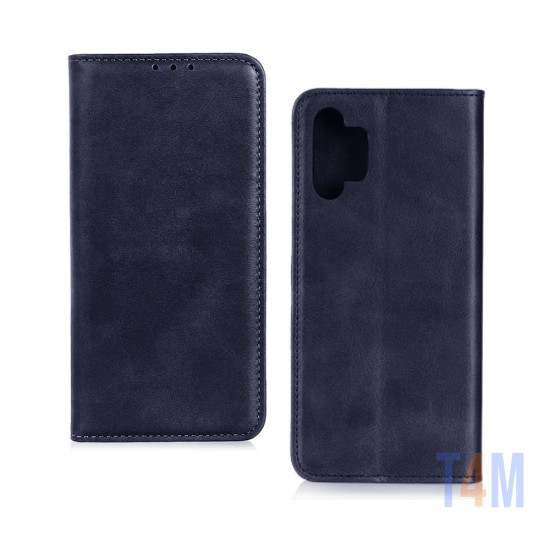 LEATHER FLIP COVER WITH INTERNAL POCKET FOR SAMSUNG GALAXY A32 5G BLUE